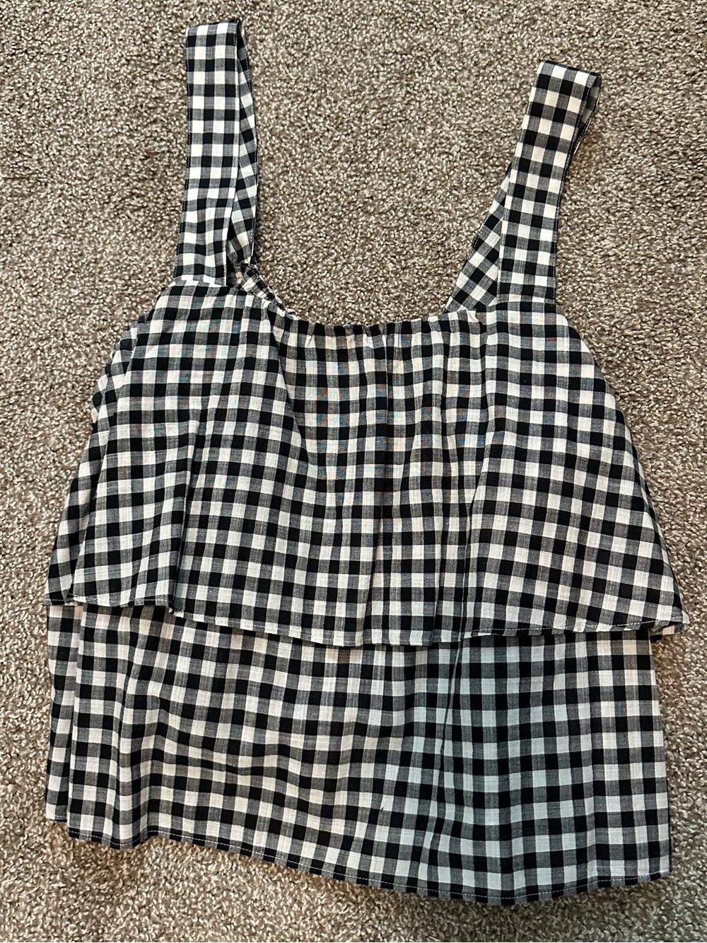Madewell Black & White Gingham Tiered Tank Top Size M
